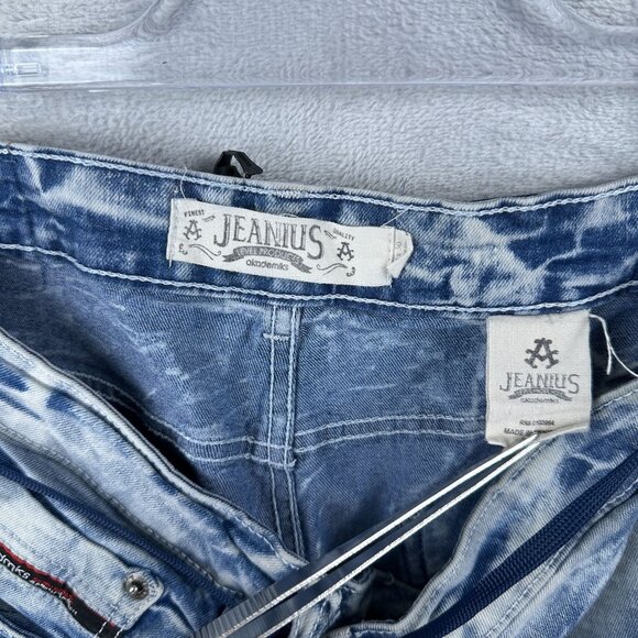 Akademiks Jeanius Skinny Jeans Mens 30X30 Moto Zipper Pockets Acid Wash Blue - Picture 5 of 13